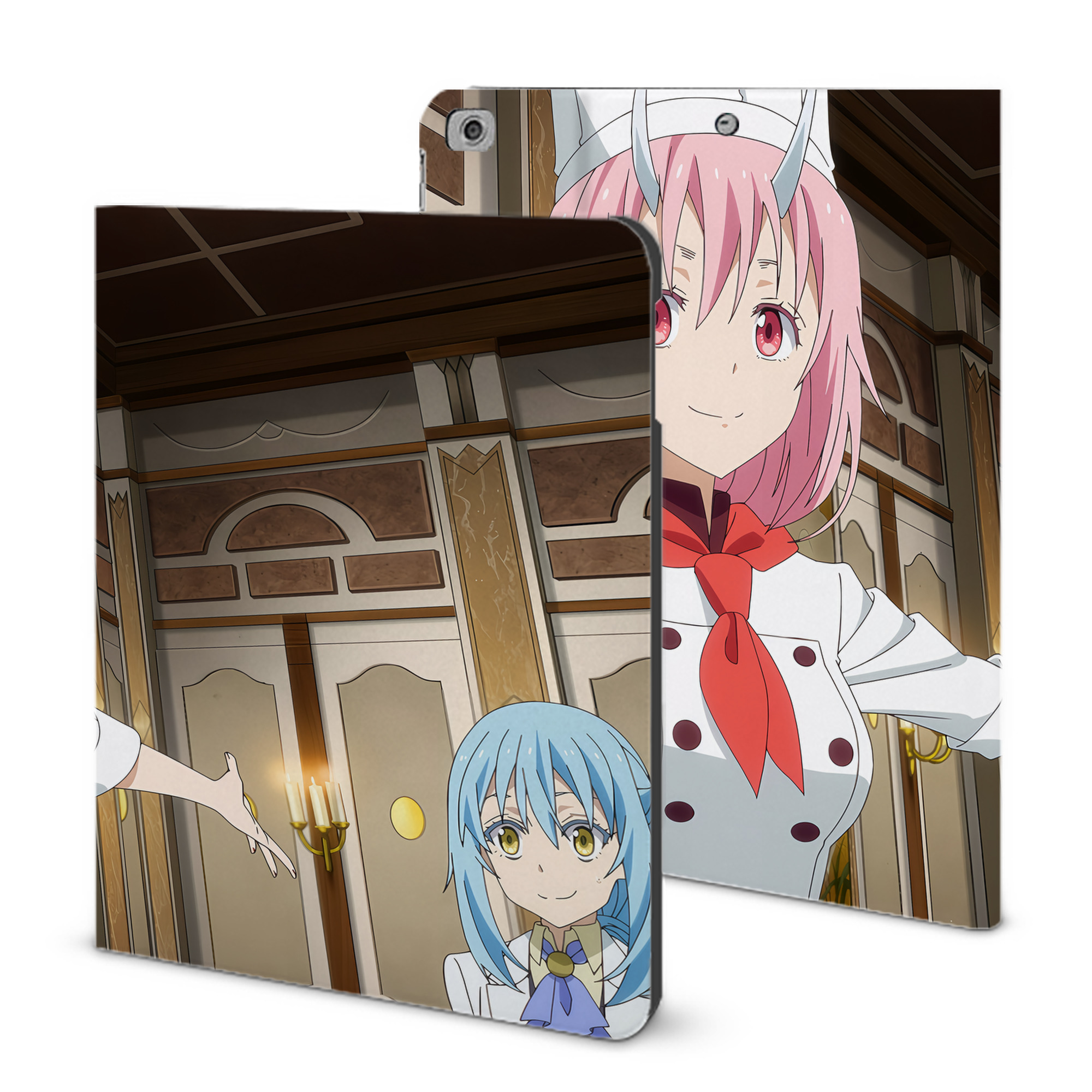 （画像用） 転スラ Regarding Reincarnated to Slime IPad ケース ブック型 PUレザー TPU 耐衝撃 軽量 薄型 ペン収納なし 全面保護 IPad 各モデル対応